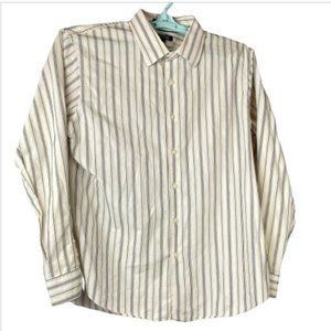 APT 9 Mens Size XL White W/ Multi Color Stripes Cotton Dress/Casual LS